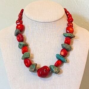 Barse Sterling Turquoise Coral Necklace